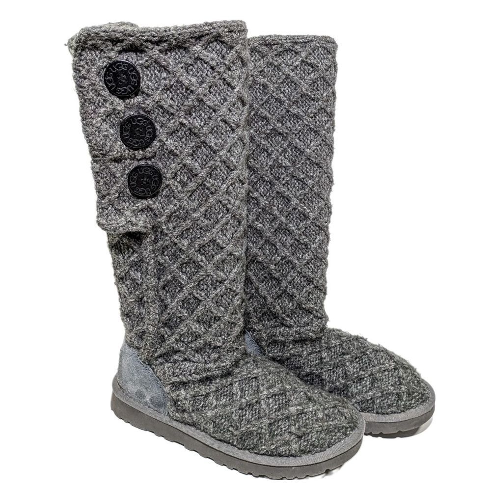 Ugg Australia Women's Lattice Cardy Warm Boots Grey Sz 7